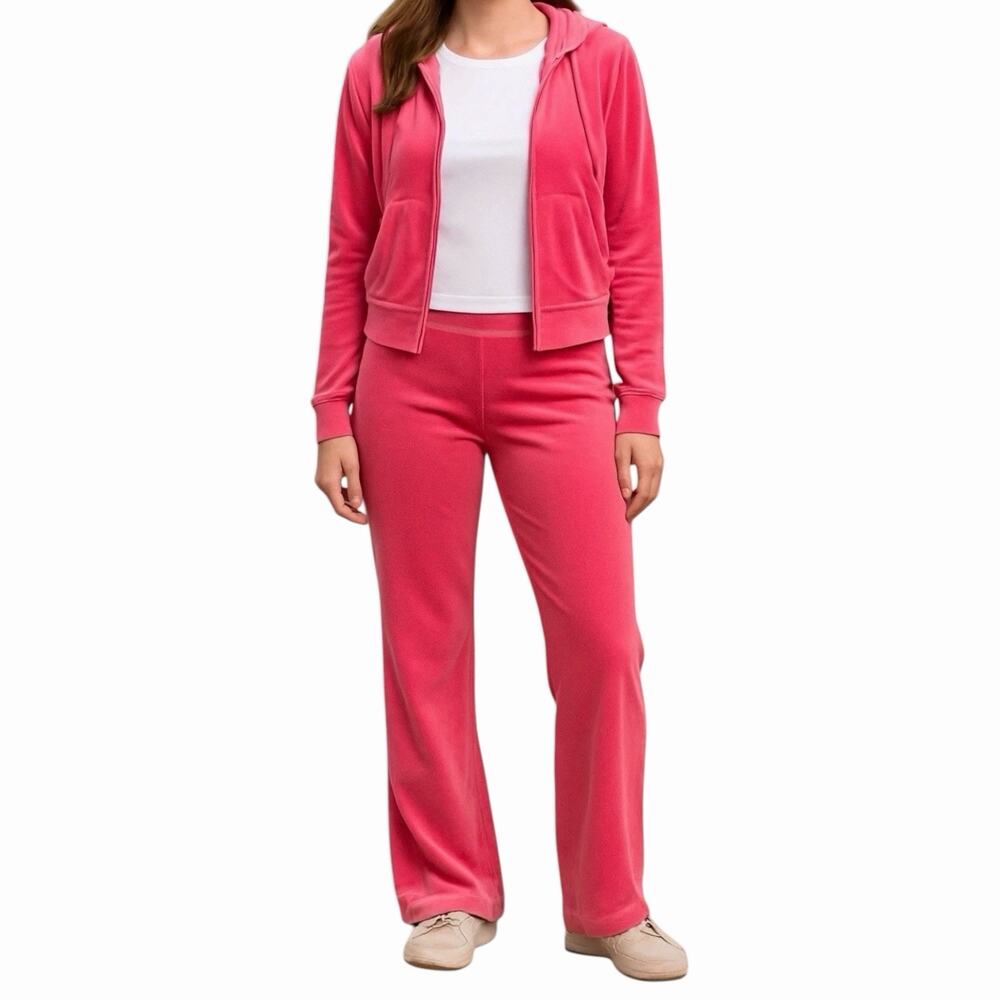 Juicy Couture Size Velour Bling Tracksuits Set Hoodie Pants Pink Party Y2K Sz XL - Picture 2 of 7